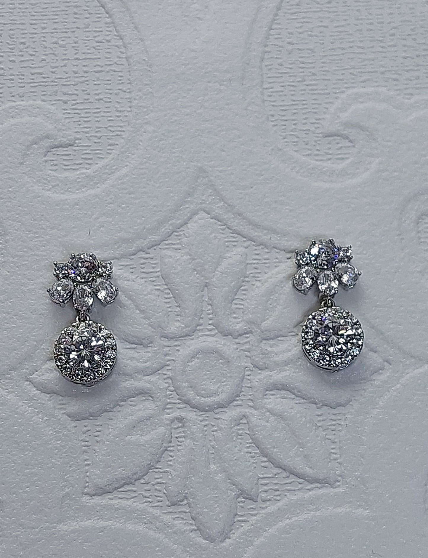 Double Round Crystal Drop Earrings