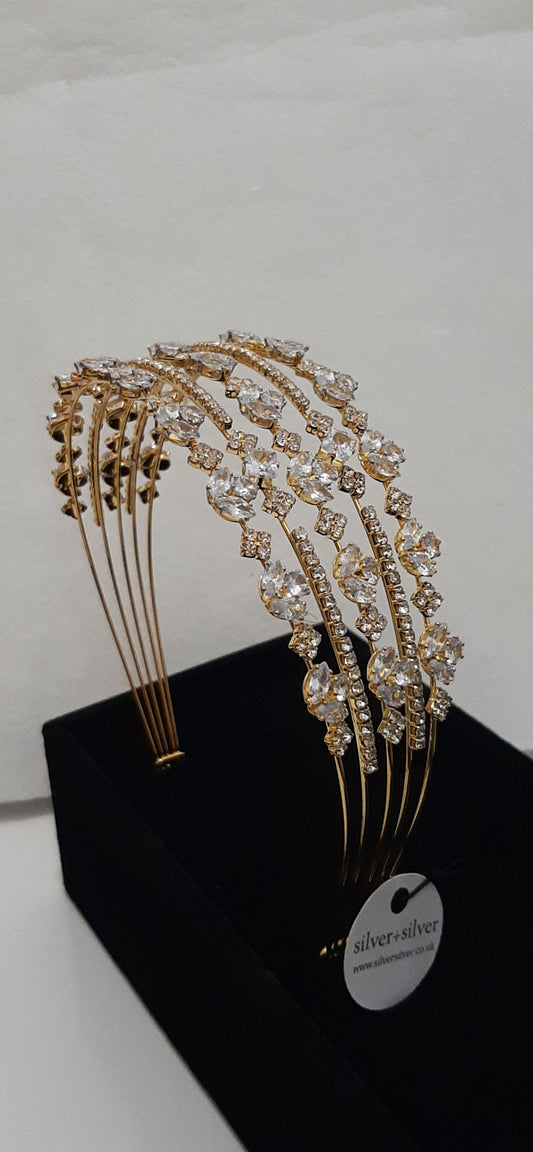 Cubic Zirconia Gold Headband