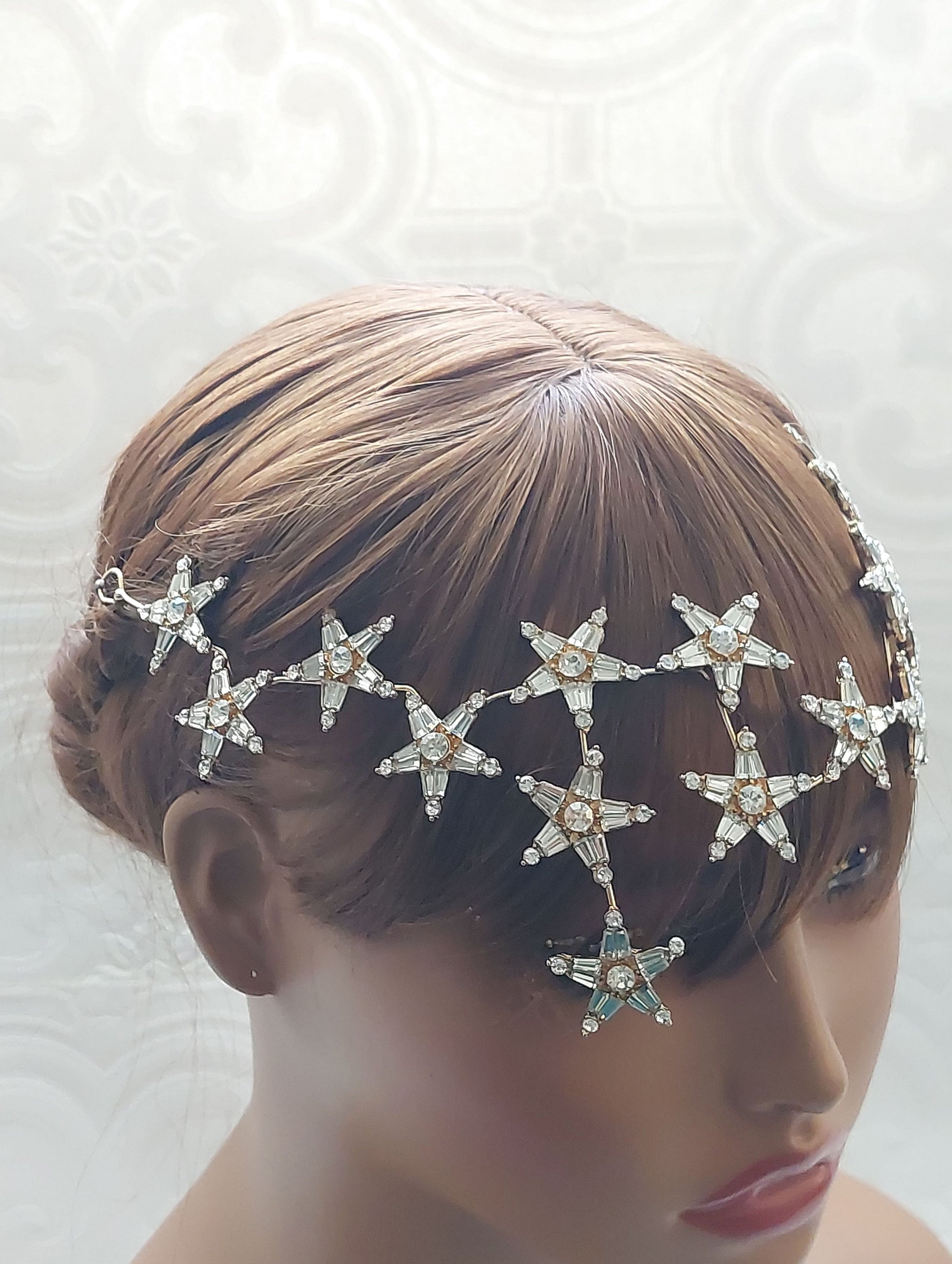 Crystal CZ Starburst Gold Headpiece