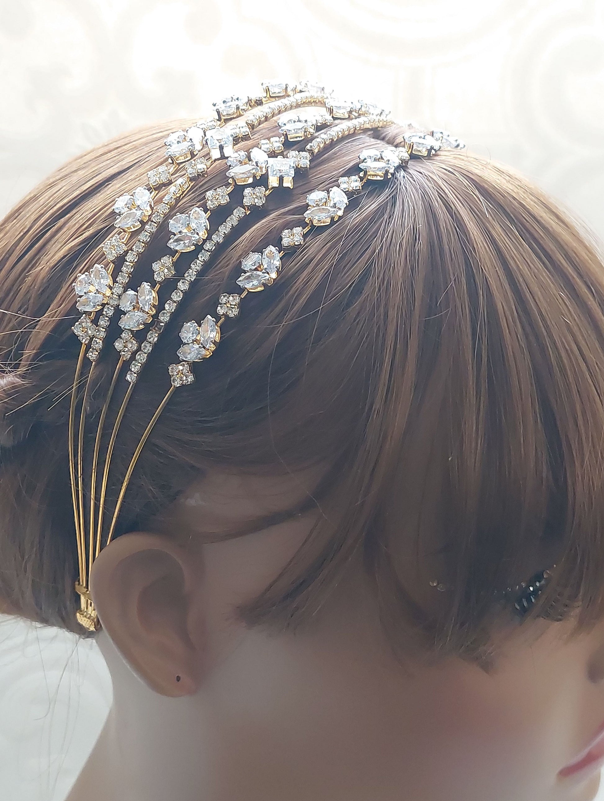 Cubic Zirconia Gold Headband
