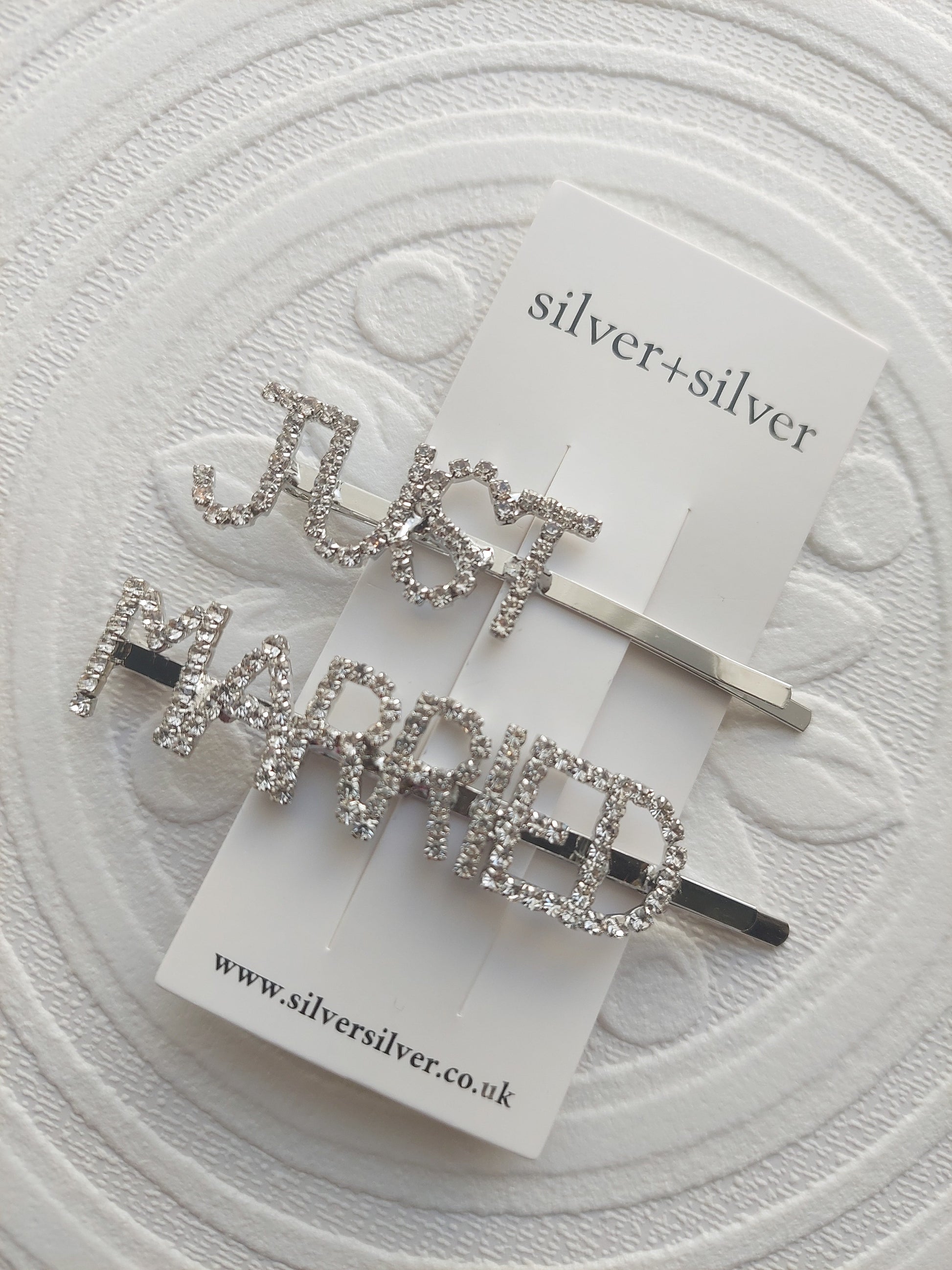 'JUST MARRIED' Rhinestone Hairslides