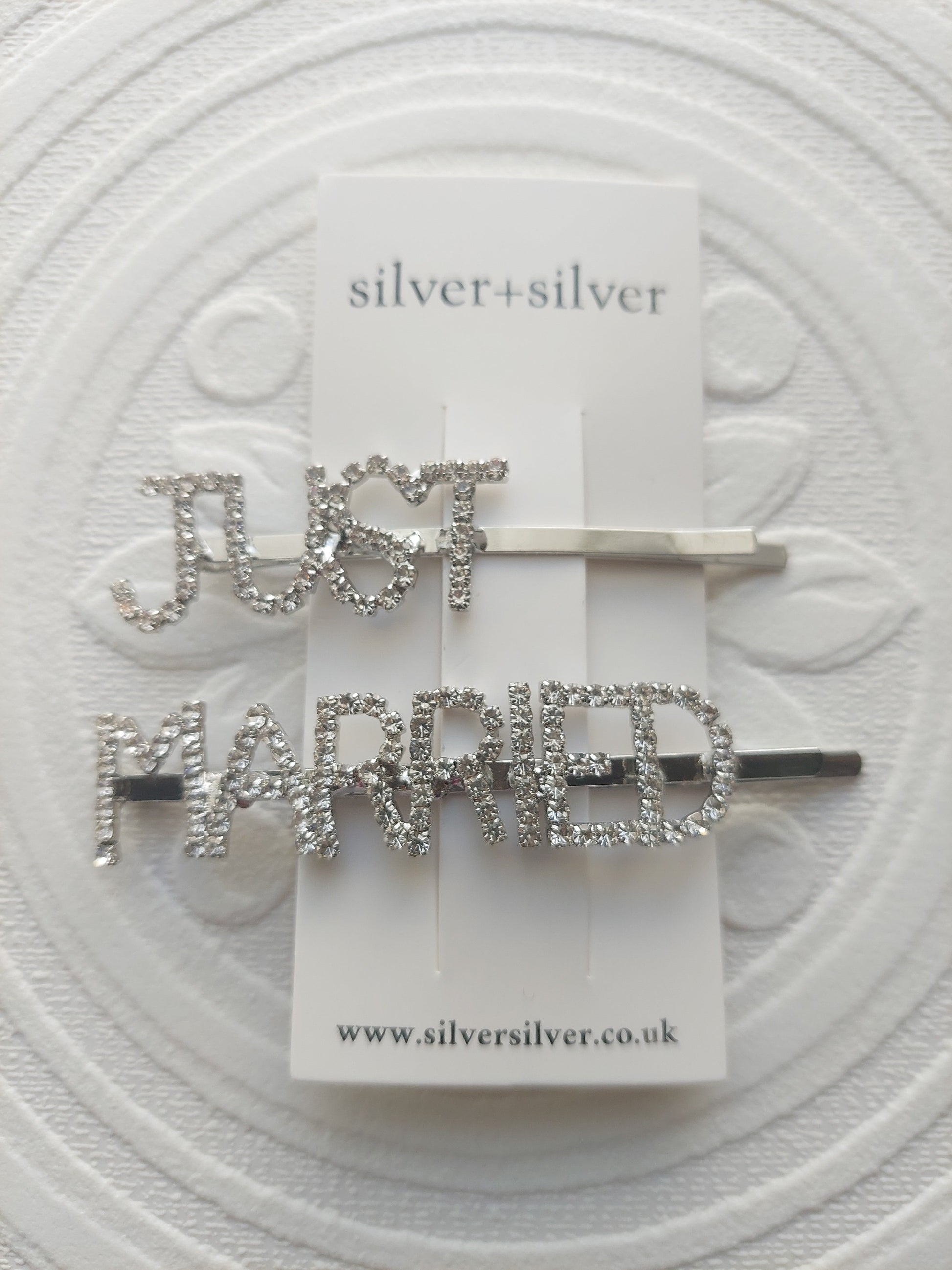 'JUST MARRIED' Rhinestone Hairslides