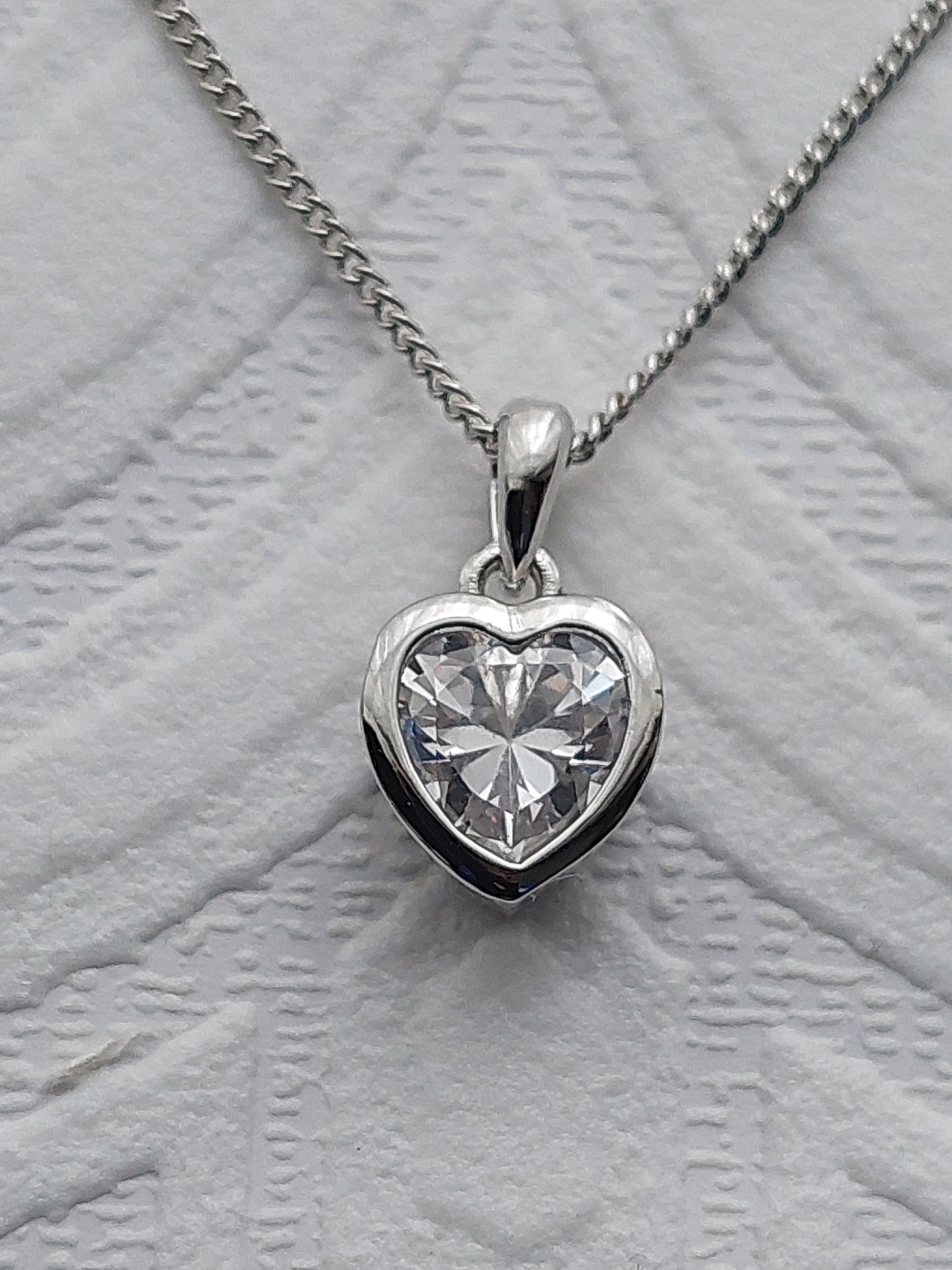 Silver Crystal Heart Necklace