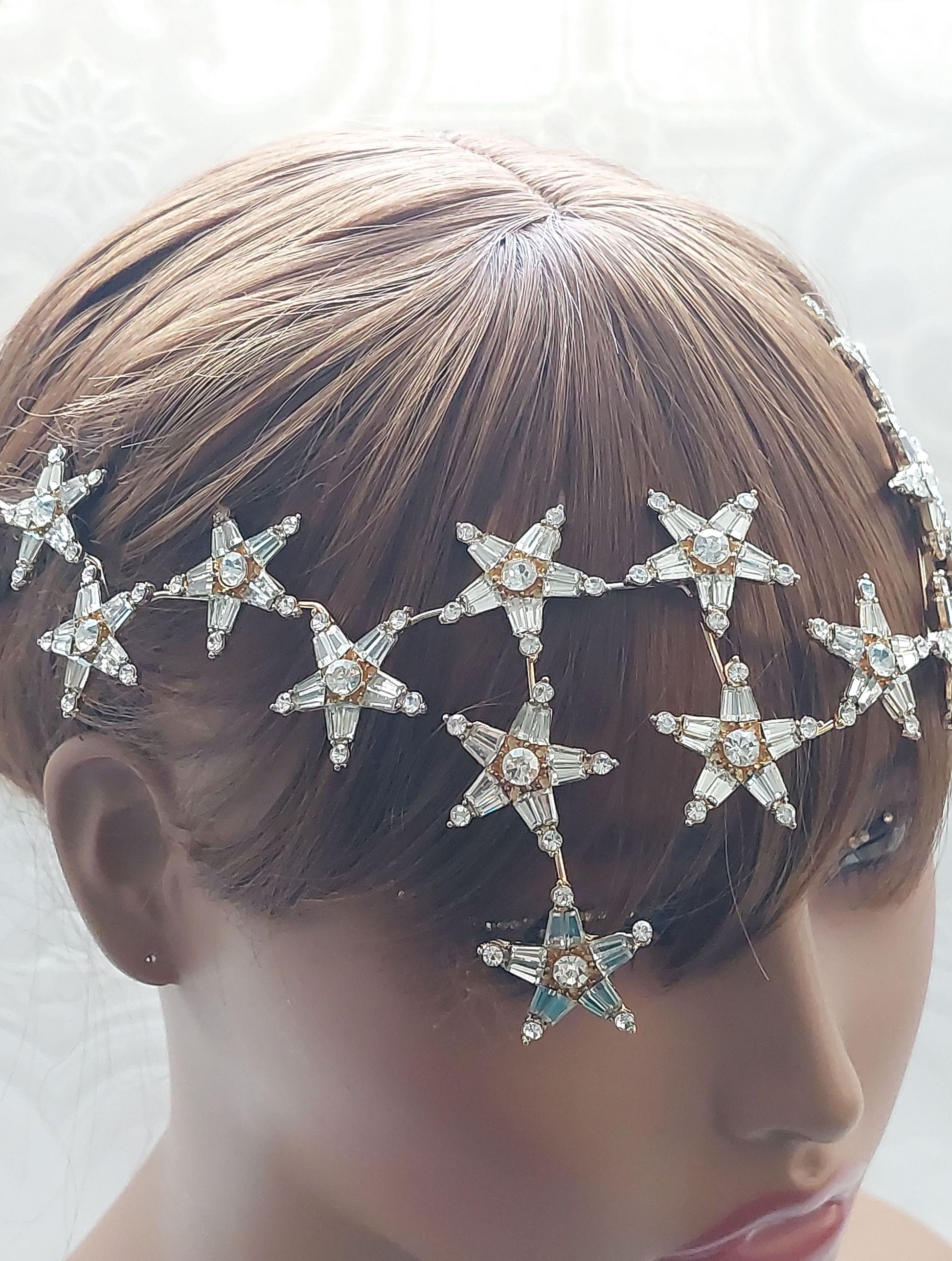 Crystal CZ Starburst Gold Headpiece