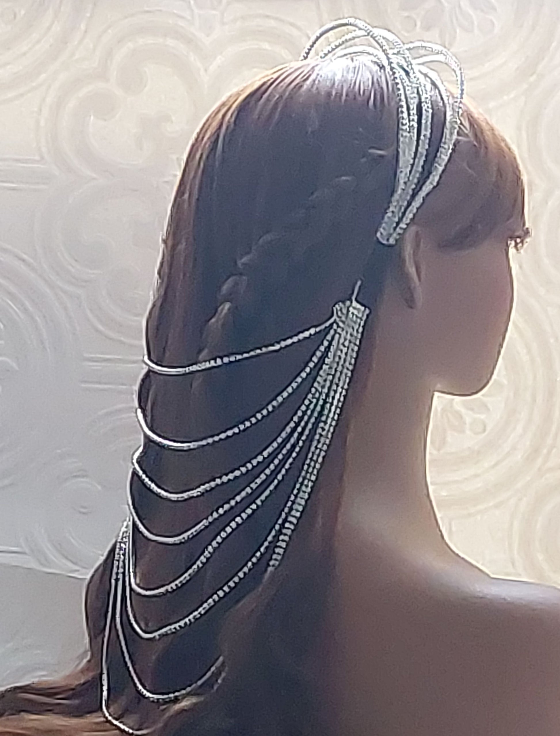 Rhinestone Hairband with Drape Attachment