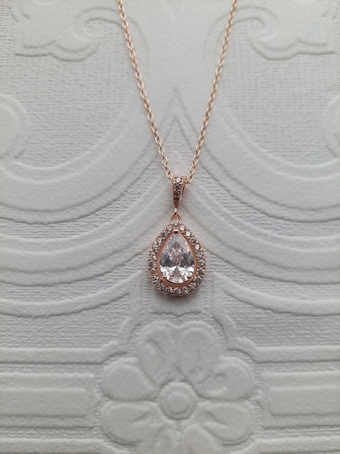 Rose Gold Colour Teardrop Necklace