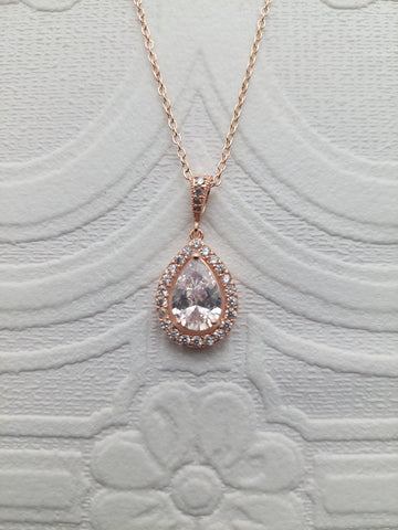 Rose Gold Colour Teardrop Necklace