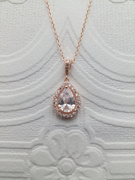 Rose Gold Colour Teardrop Necklace