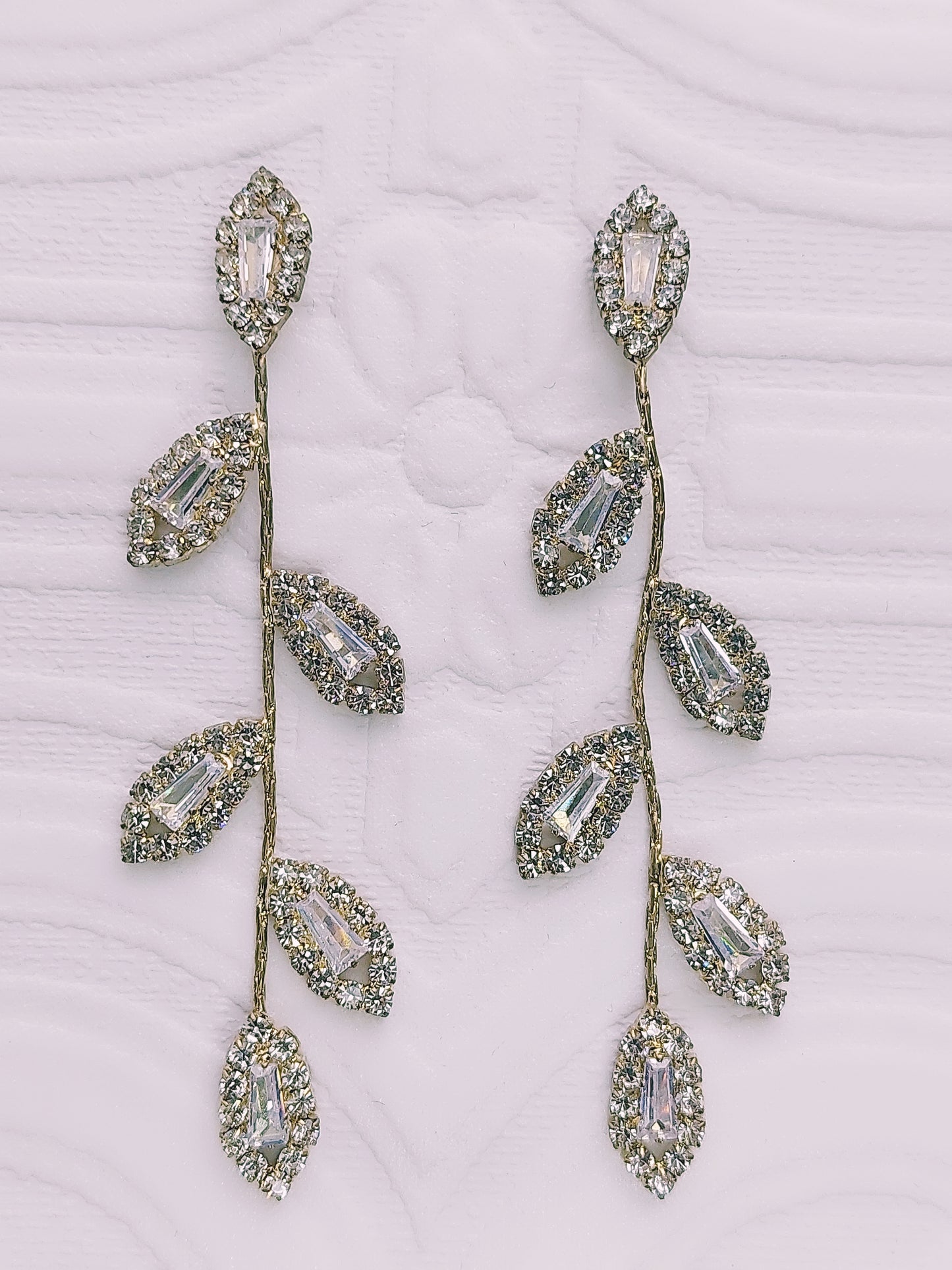 Long Gold Petal Drop Earrings