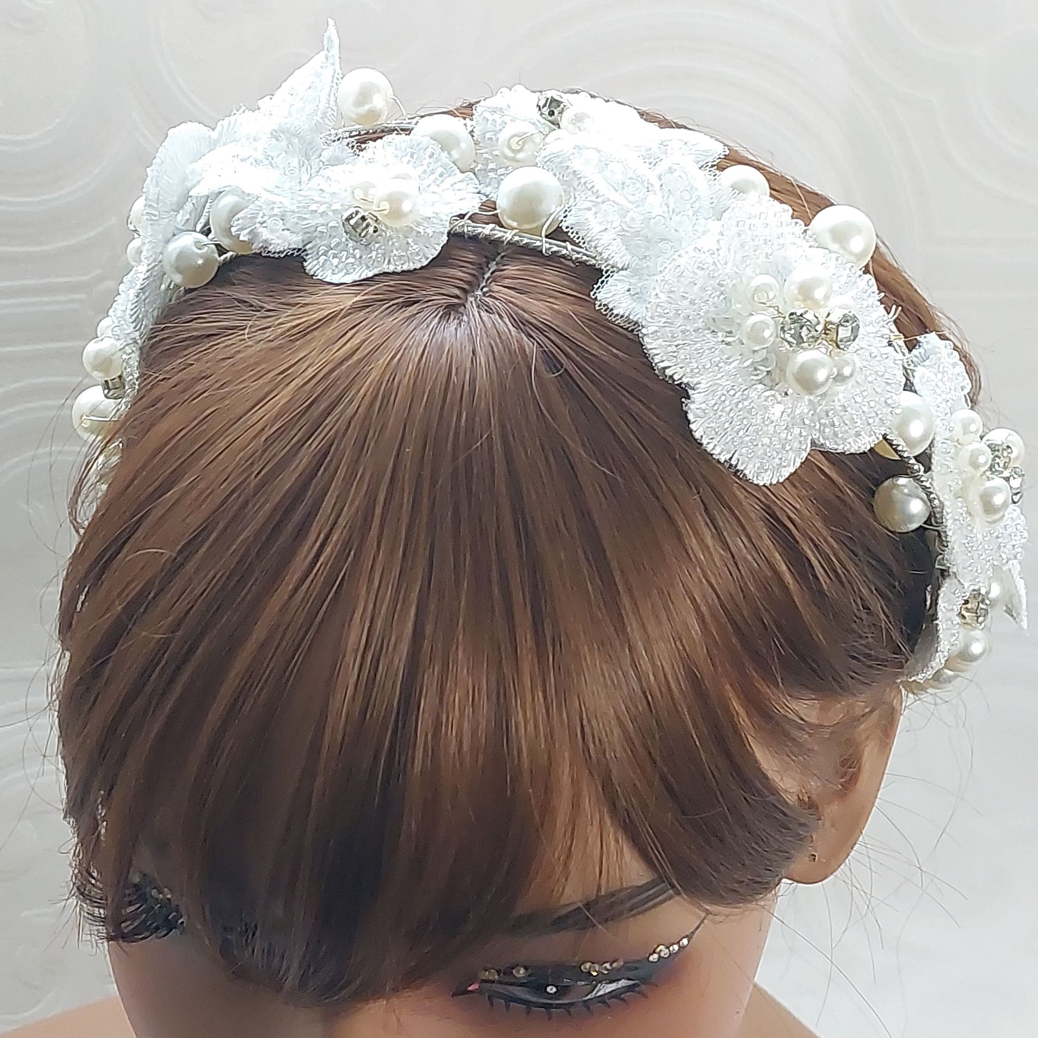 White Flower Pearl Headband