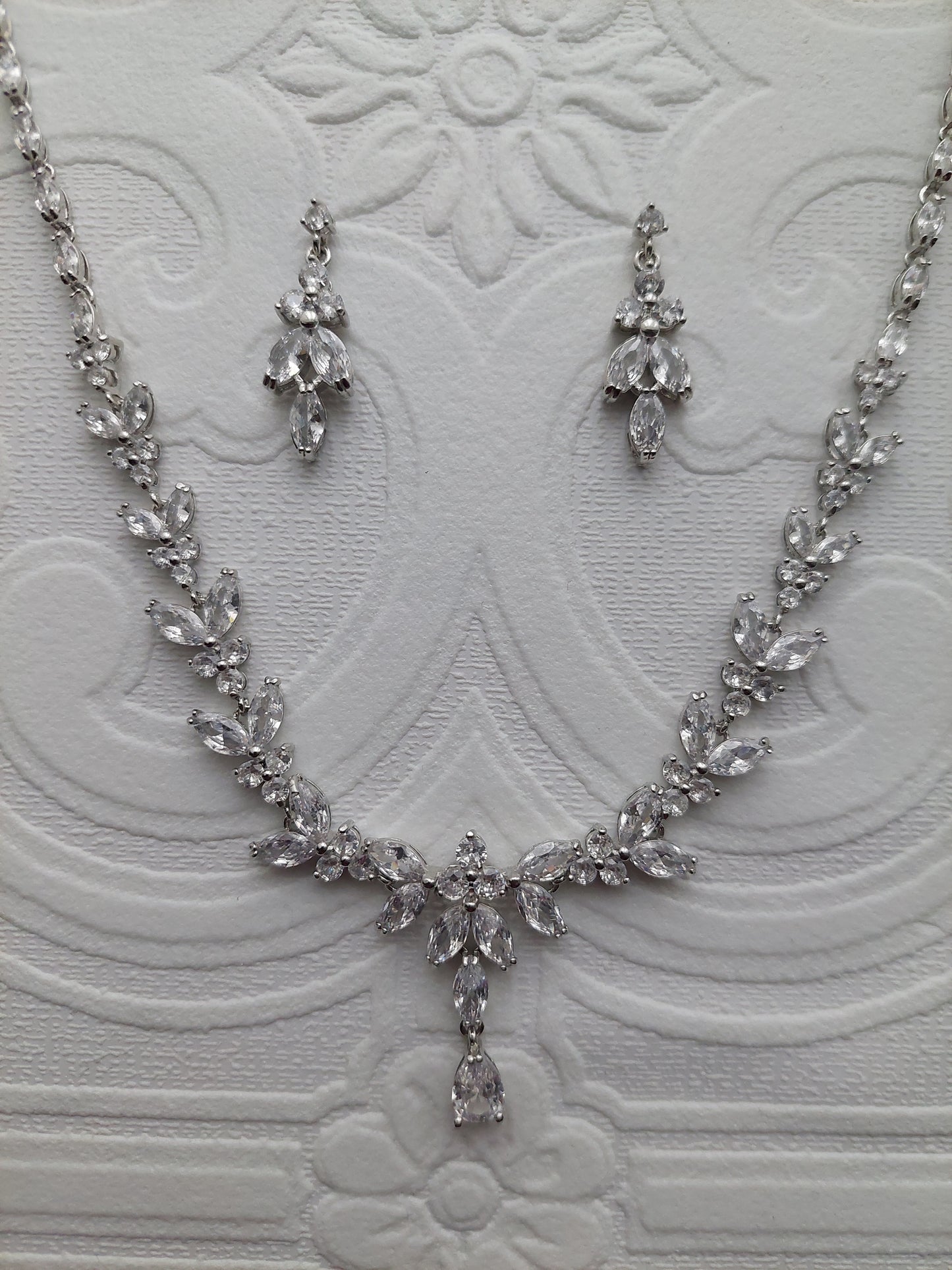 Crystal Drop Necklace and Earrings Set